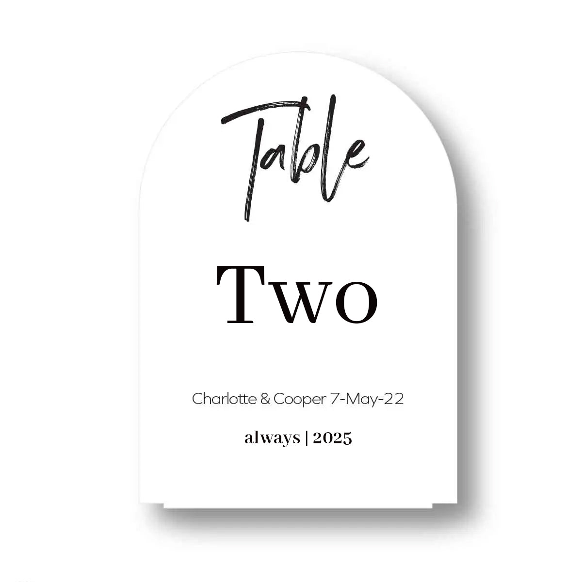 Arched Wedding Table Number Sign - One