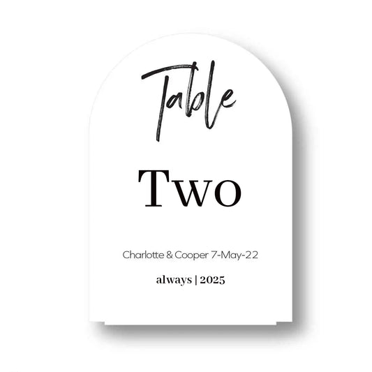 Arched Wedding Table Number Sign - One