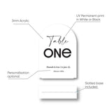 Arched Wedding Table Number Sign - One