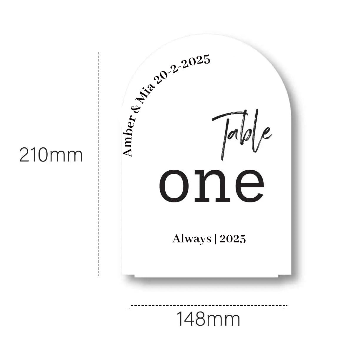 Arched Wedding Table Number Sign - Two