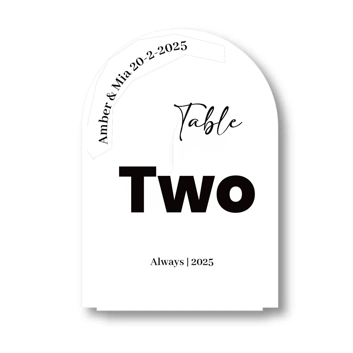 Arched Wedding Table Number Sign - Two