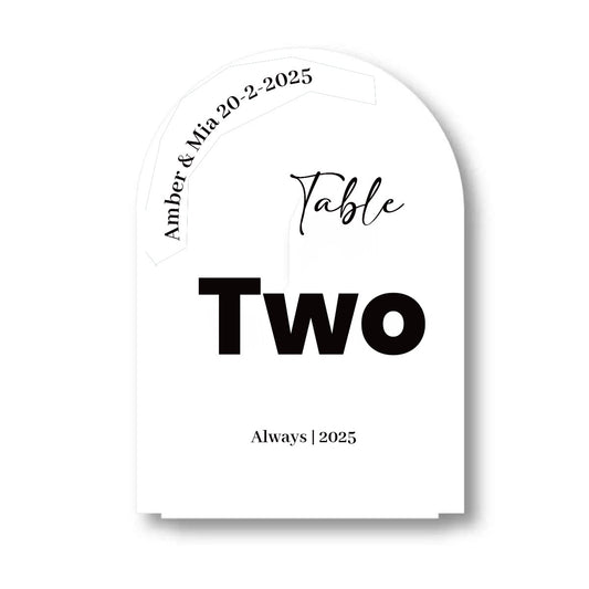 Arched Wedding Table Number Sign - Two